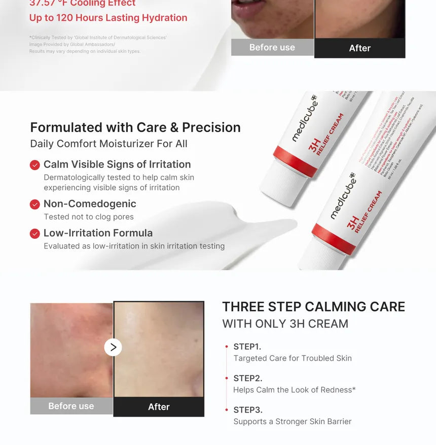 Medicube 3H Relief Cream – Crema Calmante Diaria Con Centella Asiática Y Ceramida NP 50 ML