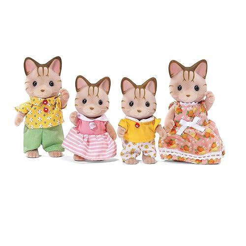 Calico Critters Sandy Cat Family – Set De 4 Figuras Coleccionables Con Ropa Removible