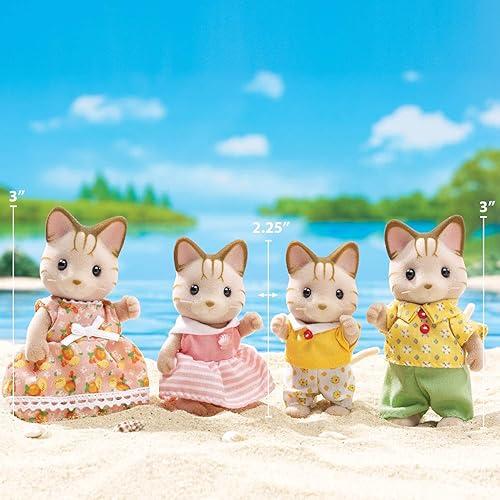 Calico Critters Sandy Cat Family – Set De 4 Figuras Coleccionables Con Ropa Removible