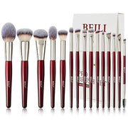 BEILI Set De 15 Brochas De Maquillaje Profesional – Brochas Premium Para Sombras De Ojos