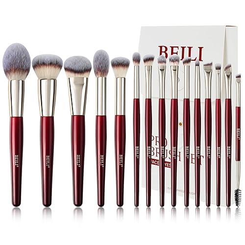 BEILI Set De 15 Brochas De Maquillaje Profesional – Brochas Premium Para Sombras De Ojos