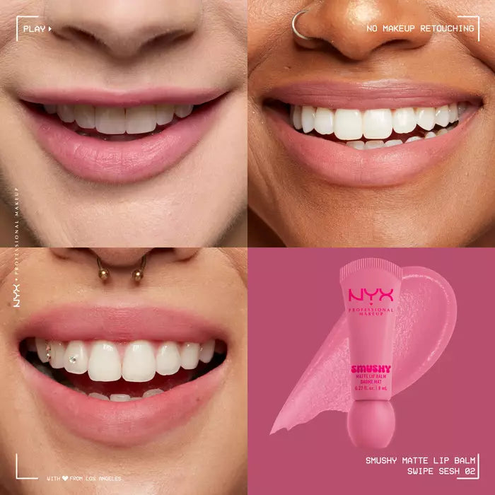 NYX Professional Makeup Smushy Matte Lip Balm – Bálsamo Labial Tintado Mate Suave Con Arroz Mochi Y Ceramidas