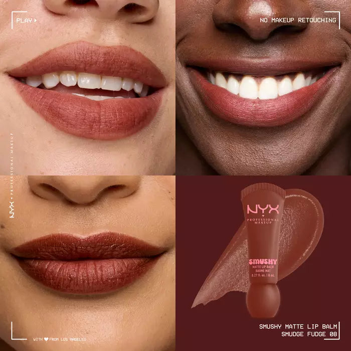 NYX Professional Makeup Smushy Matte Lip Balm – Bálsamo Labial Tintado Mate Suave Con Arroz Mochi Y Ceramidas