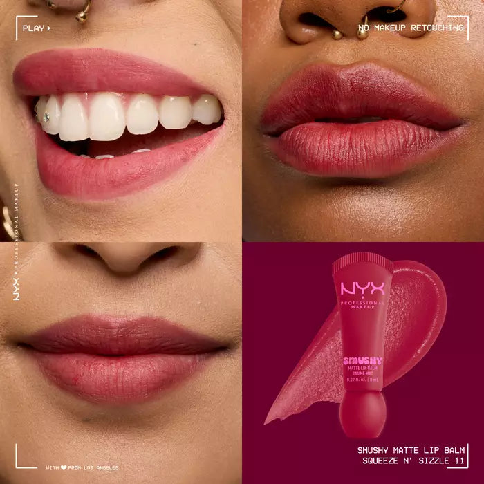 NYX Professional Makeup Smushy Matte Lip Balm – Bálsamo Labial Tintado Mate Suave Con Arroz Mochi Y Ceramidas