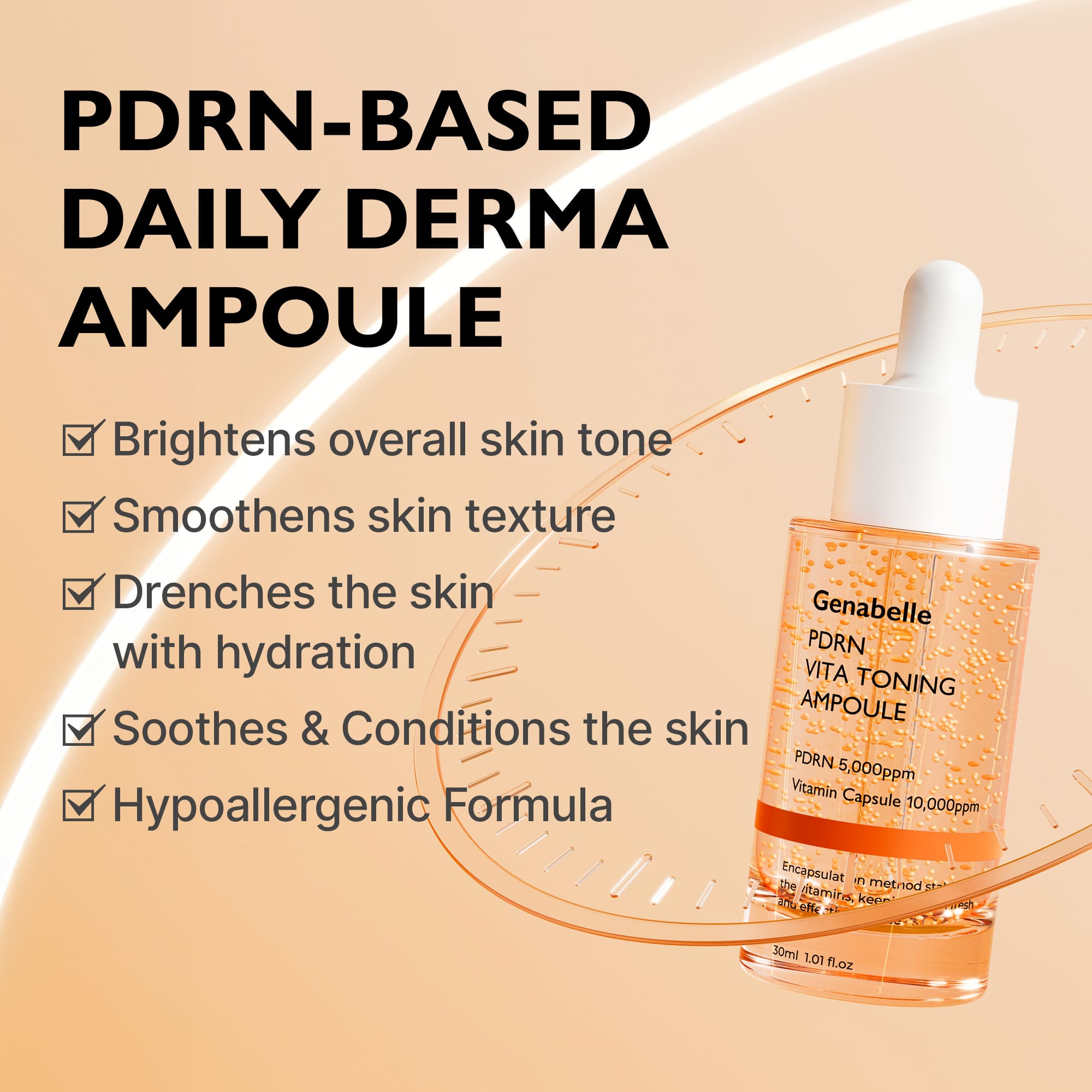 Genabelle PDRN Vita Toning Ampoule Sérum Facial Iluminador Y Reafirmante 30 ml