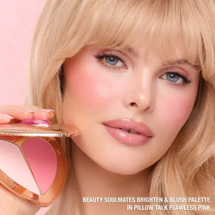 Charlotte Tilbury Pillow Talk Beauty Soulmates Airbrush Flawless Finish Brightening and Blush Powder Palette - Color: Flawless Pink image 1