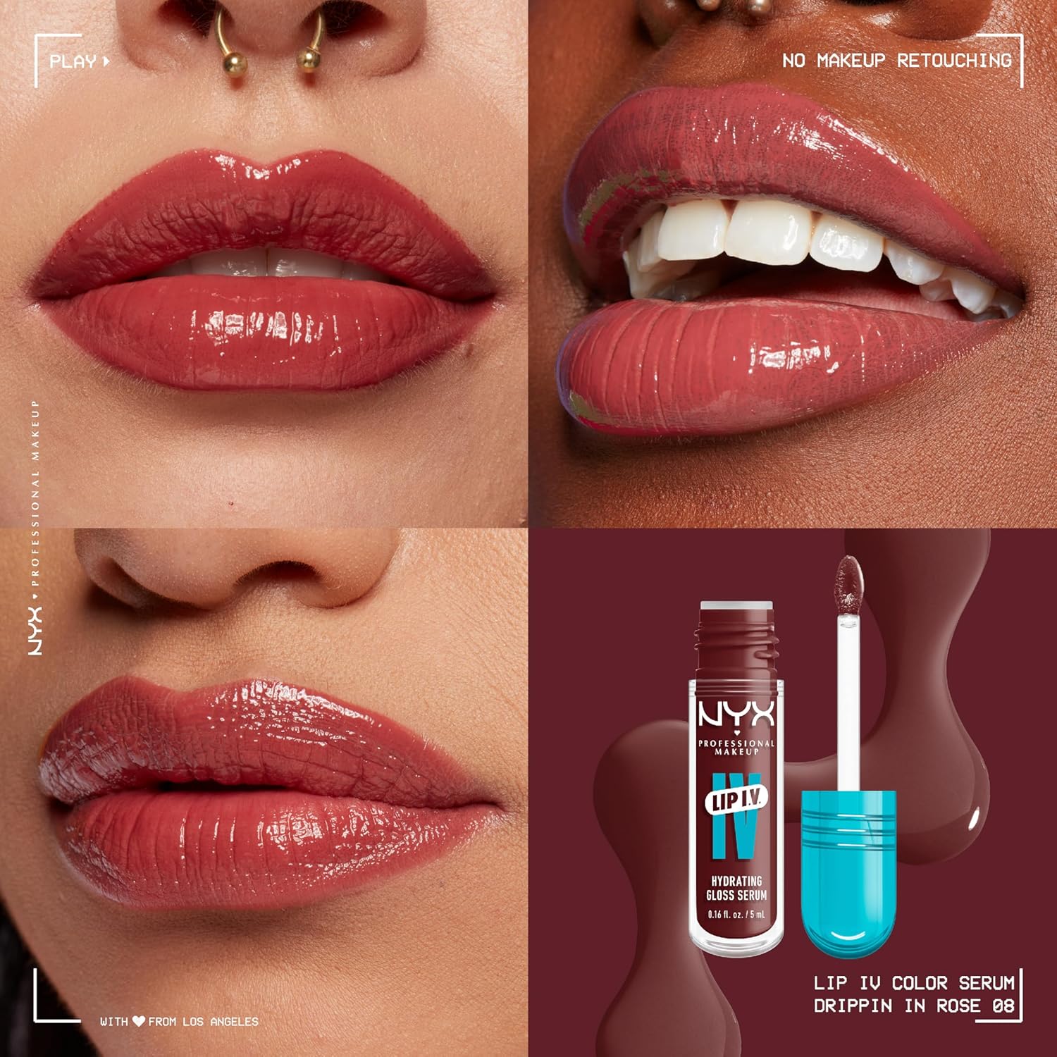 NYX PROFESSIONAL MAKEUP Lip IV - Gloss hidratante - DRIPPING IN ROSE 08 image