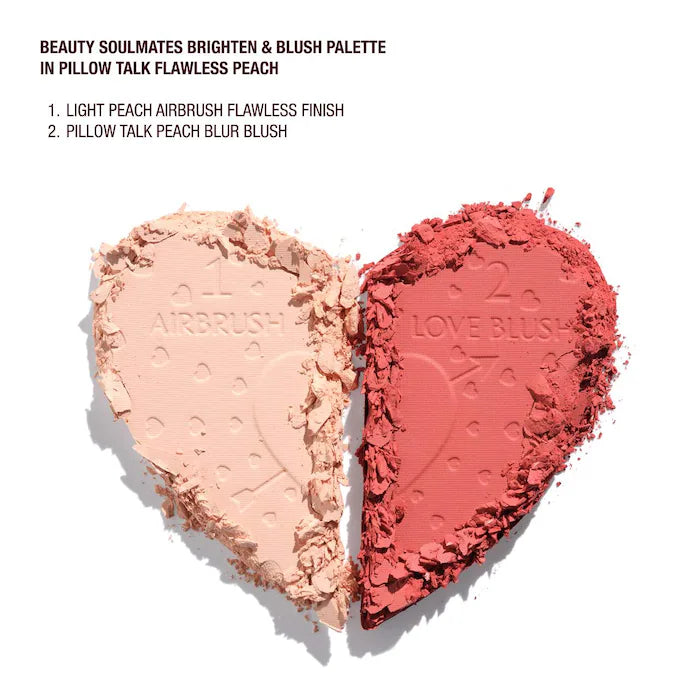 Charlotte Tilbury Pillow Talk Beauty Soulmates Airbrush Flawless Finish Brightening and Blush Powder Palette - Color: Pillow Talk Flawless Peach image 1