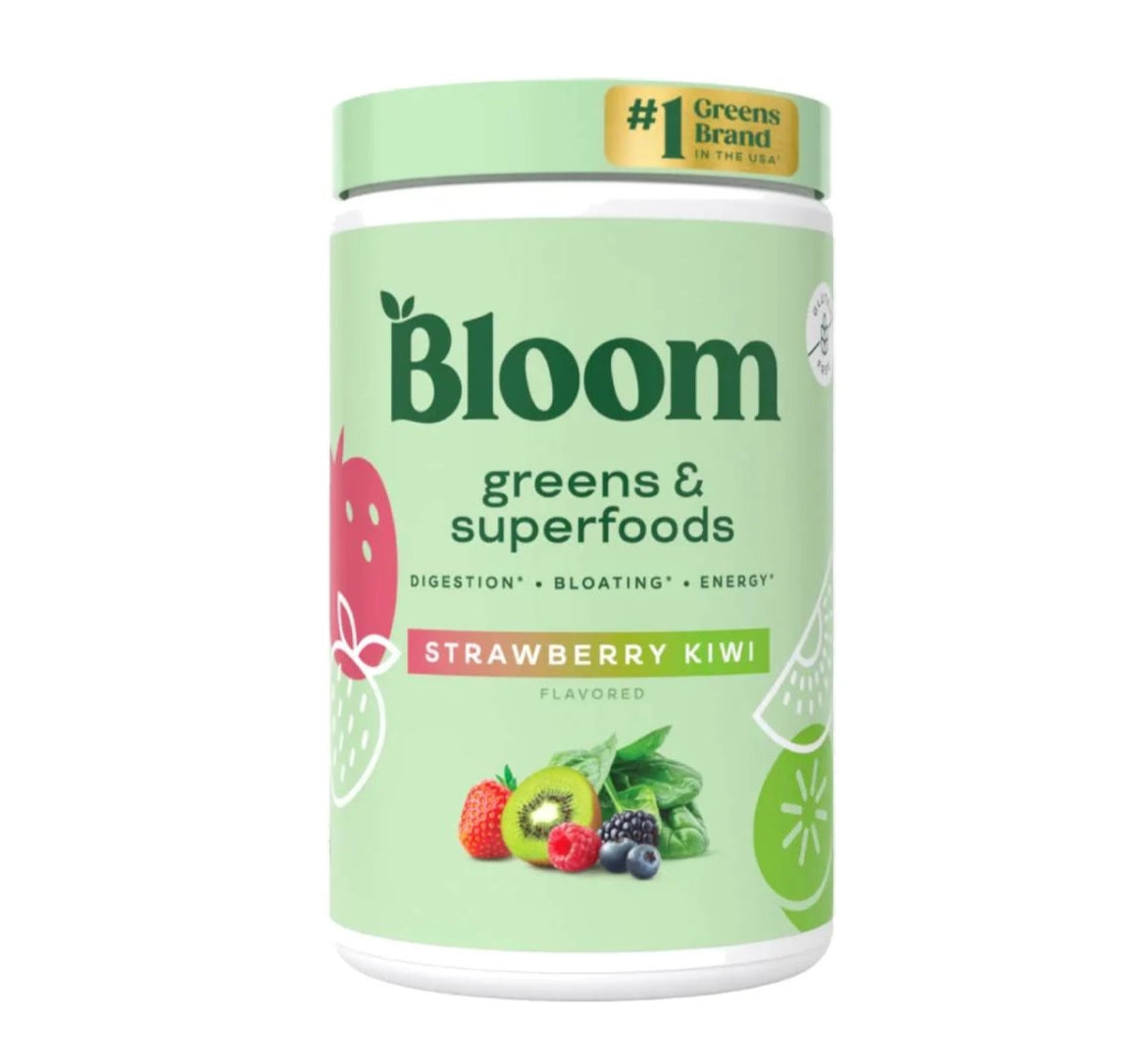 Bloom Greens & Superfoods Strawberry Kiwi Polvo de Superalimentos para Energía, Digestión y Bienestar 25 Porciones