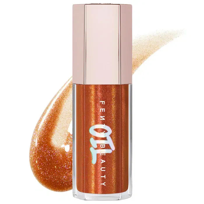 Fenty Beauty by Rihanna  Gloss Bomb Oil Luminizing Lip Oil 'N Gloss - Fro$Ted Bunz - sparkling amber gold image