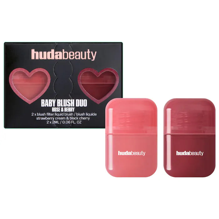 HUDA BEAUTY  Mini Baby Blush Duo Set -- Color: Strawberry Cream and Black Cherry - dusty rose / burnt berry image 0
