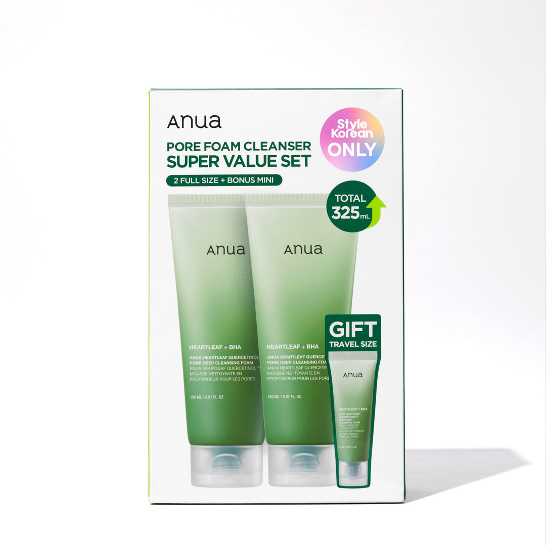 ANUA Pore Foam Cleanser Super Value Set — Limpiador Facial para Poros x2 + Mini de Regalo