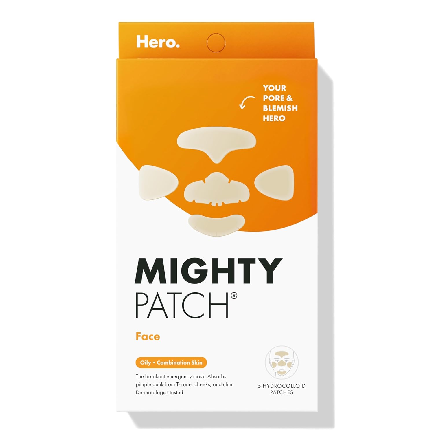 Mighty Patch Face de Hero Cosmetics - Máscara facial hidrocoloide XL para acné image 0