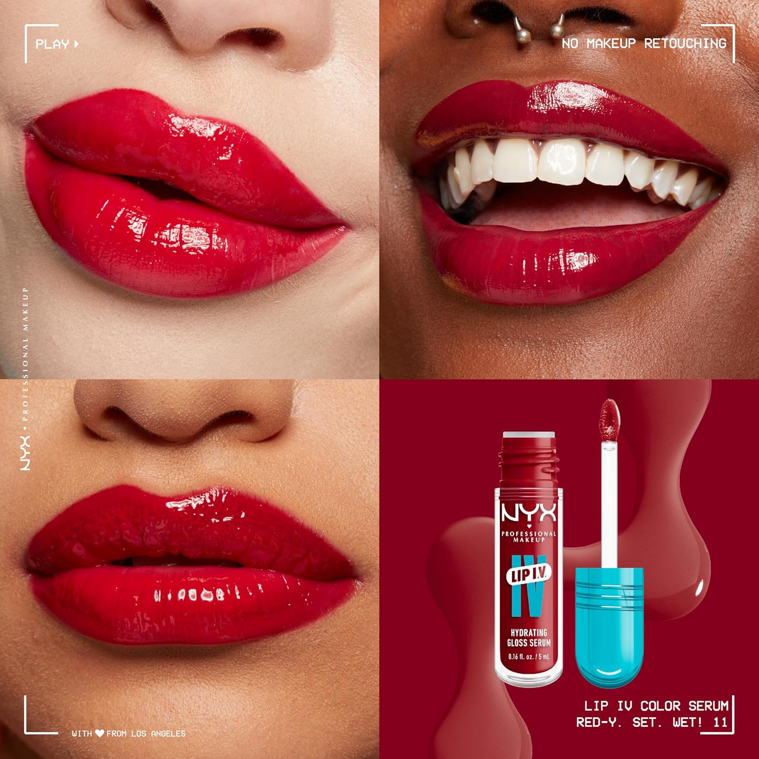 NYX PROFESSIONAL MAKEUP Lip IV - Gloss hidratante - RED-Y SET WET 11 image
