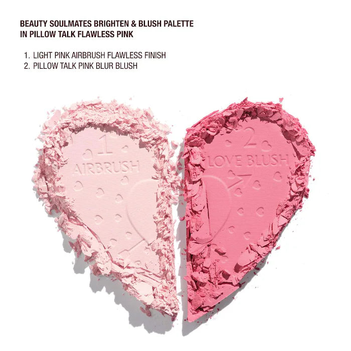 Charlotte Tilbury Pillow Talk Beauty Soulmates Airbrush Flawless Finish Brightening and Blush Powder Palette - Color: Flawless Pink image 2