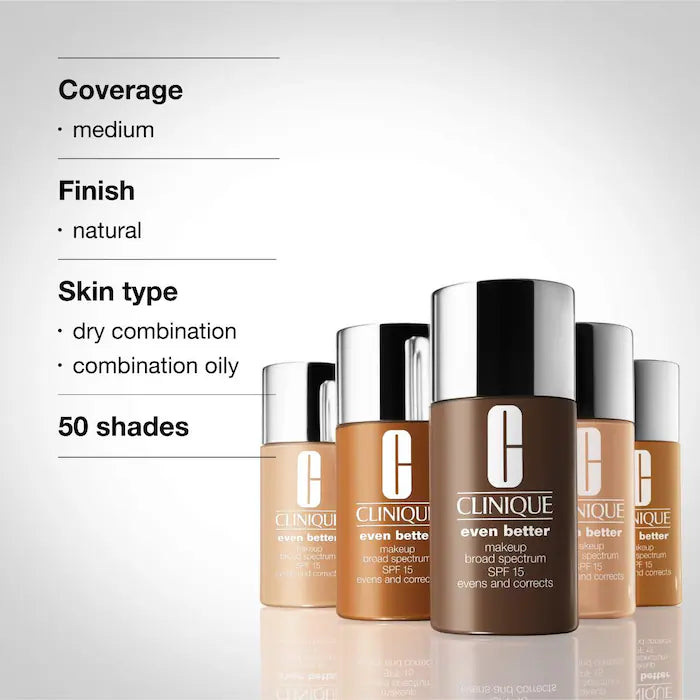 BAJO PEDIDO - Clinique Even Better Makeup SPF 15 – Base De Maquillaje Con Protección Solar Y Acabado Natural
