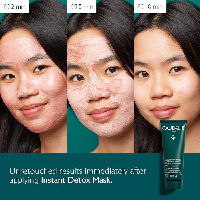 BAJO PEDIDO - Caudalie Instant Detox Mask – Mascarilla Detox Con Arcilla Rosa Para Minimizar Poros 75 ML