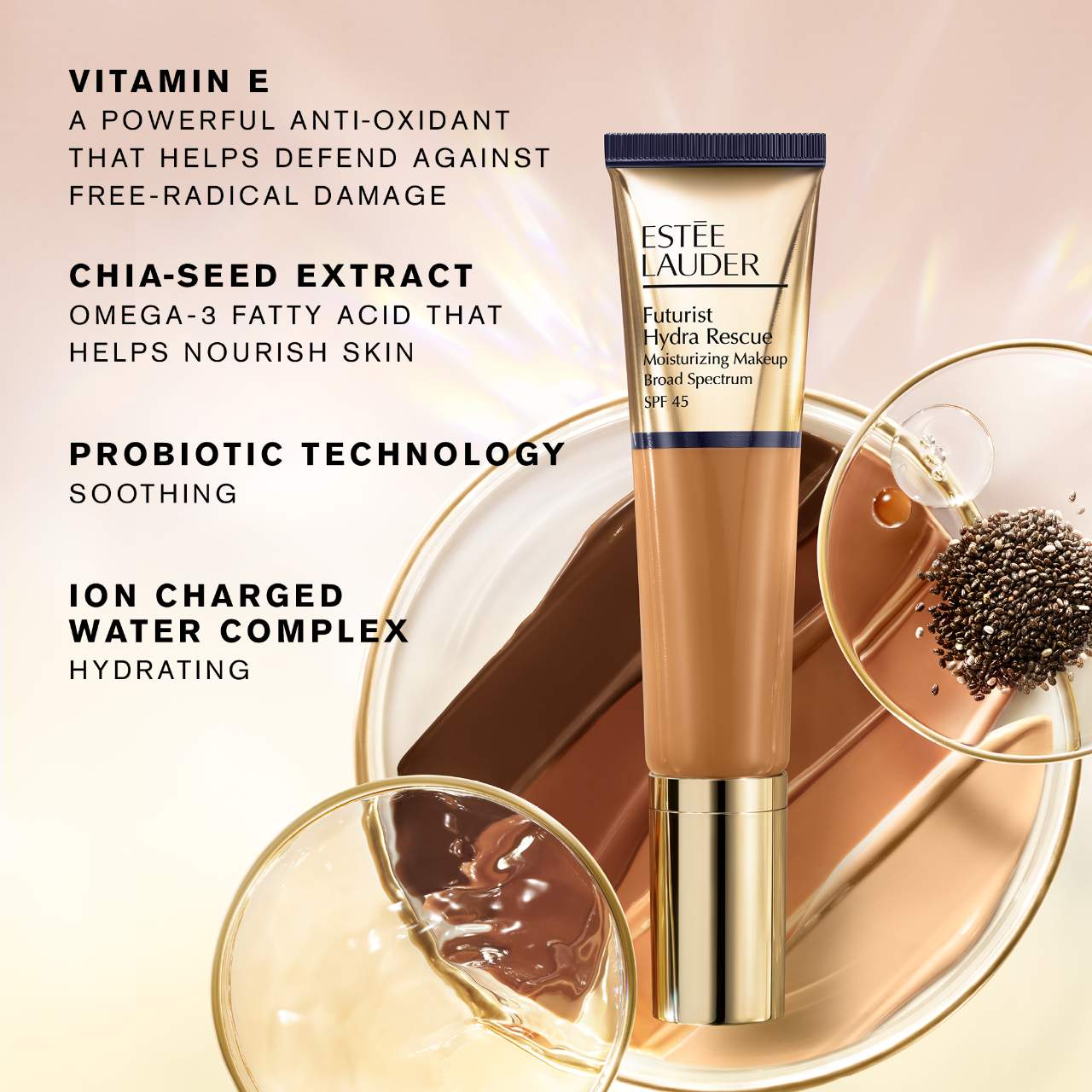 BAJO PEDIDO - Estée Lauder Futurist Hydra Rescue Foundation SPF 45 | Base Hidratante Con SPF