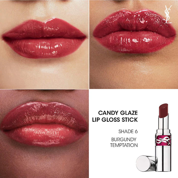 Bajo Pedido - Yves Saint Laurent Candy Glaze Lip Gloss Stick | Brillo Hidratante con Ácido Hialurónico y Vitamina E