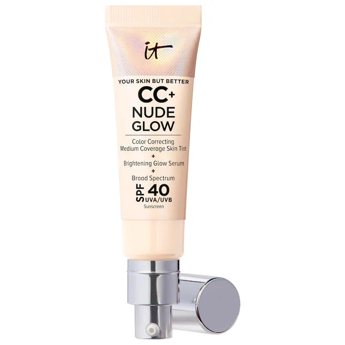 BAJO PEDIDO - IT Cosmetics CC+ Nude Glow Lightweight Foundation + Glow Serum with SPF 40 and Niacinamide — Base Ligera Con Suero Iluminador, Protección Solar Y Niacinamida