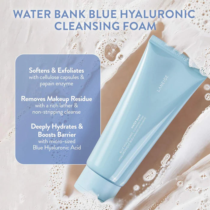 LANEIGE Water Bank Cleansing Foam Limpiador Facial Hidratante Con Ácido Hialurónico