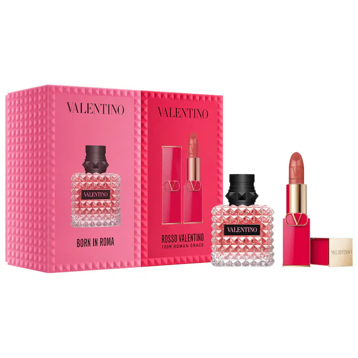 BAJO PEDIDO - Valentino Mini Donna Born in Roma Perfume & Rosso Lipstick Set | Perfume & Labial de Lujo
