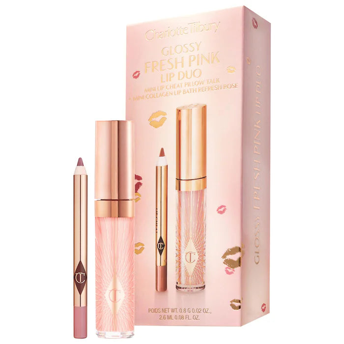 Charlotte Tilbury Mini Glossy Pink Lip Gloss + Lip Liner Set | Kit De Brillo Labial Y Delineador- Fresh Pink