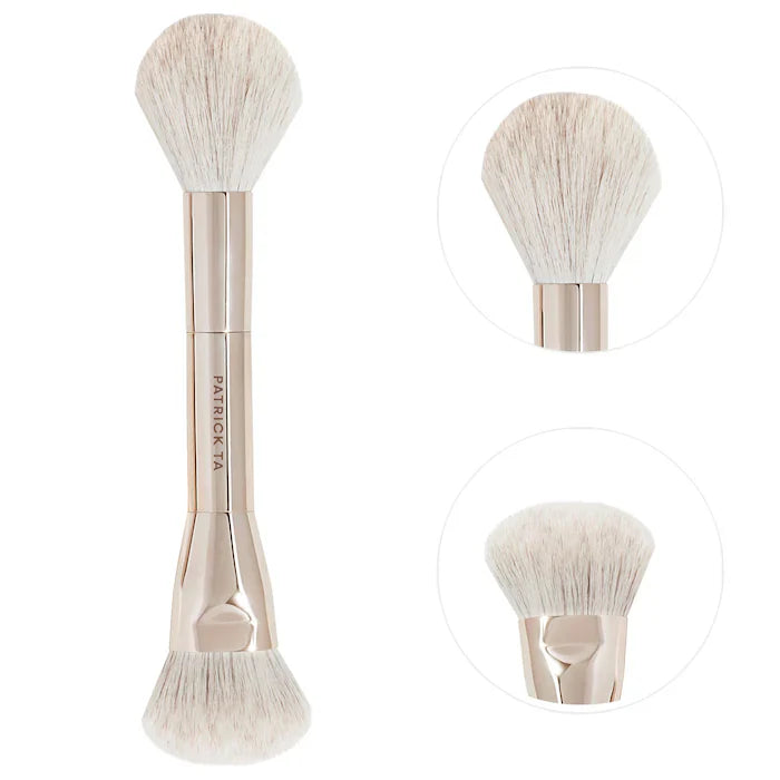 Bajo Pedido - PATRICK TA Dual Ended Blush Brush | Brocha Doble Profesional para Rubor y Difuminado Perfecto