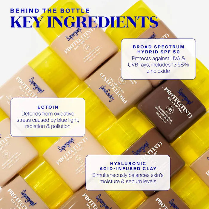 Bajo Pedido - Supergoop! Protec(tint) Daily SPF Tint SPF 50 | Protector Solar con Color y Ectoin para Protección e Hidratación Diaria
