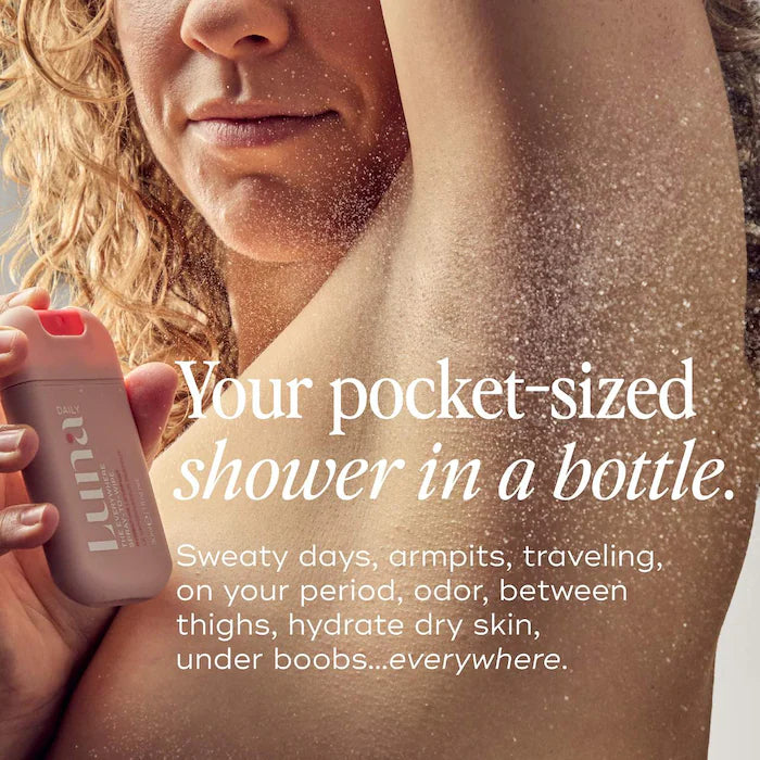 Luna Daily The Mini Everywhere Spray-to-Wipe — Spray Limpiador Con Prebióticos, Vitaminas C&E Y Omegas 3&6 Para Piel Seca 30 mL