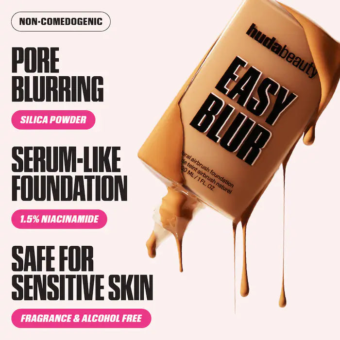 MADE TO ORDER - HUDA BEAUTY Easy Blur Natural Airbrush Foundation with Niacinamide — Liquid Foundation with Blurring Effect and Natural Finish Enriched with Niacinamide