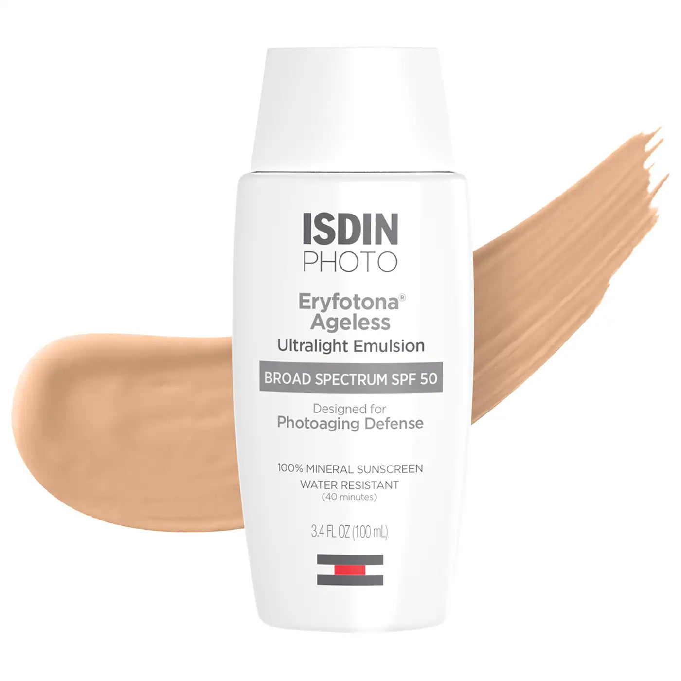 BAJO PEDIDO - ISDIN Eryfotona Ageless Ultralight Tinted Mineral Sunscreen SPF 50 to even tone and fight photoaging with Peptides and Vitamin E 50 | Protector Solar con Color