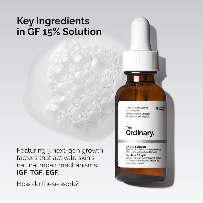 BAJO PEDIDO - The Ordinary GF 15% Serum Sérum Facial Con Factores De Crecimiento Al 15% Para Reparación Visible Y Arrugas 30 ml