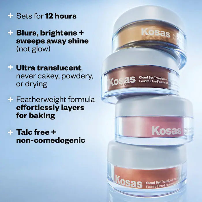 PRE-ORDER - Kosas Cloud Set Loose Translucent Talc-Free Setting + Blurring Powder — Translucent Talc-Free Loose Powder with Softening and Natural Finish