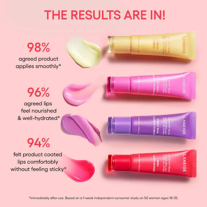 BAJO PEDIDO - LANEIGE Mini Lip Glowy Balm Set — Set De Bálsamos Labiales Mini Hidratantes Con Brillo Natural Y Aroma Frutal