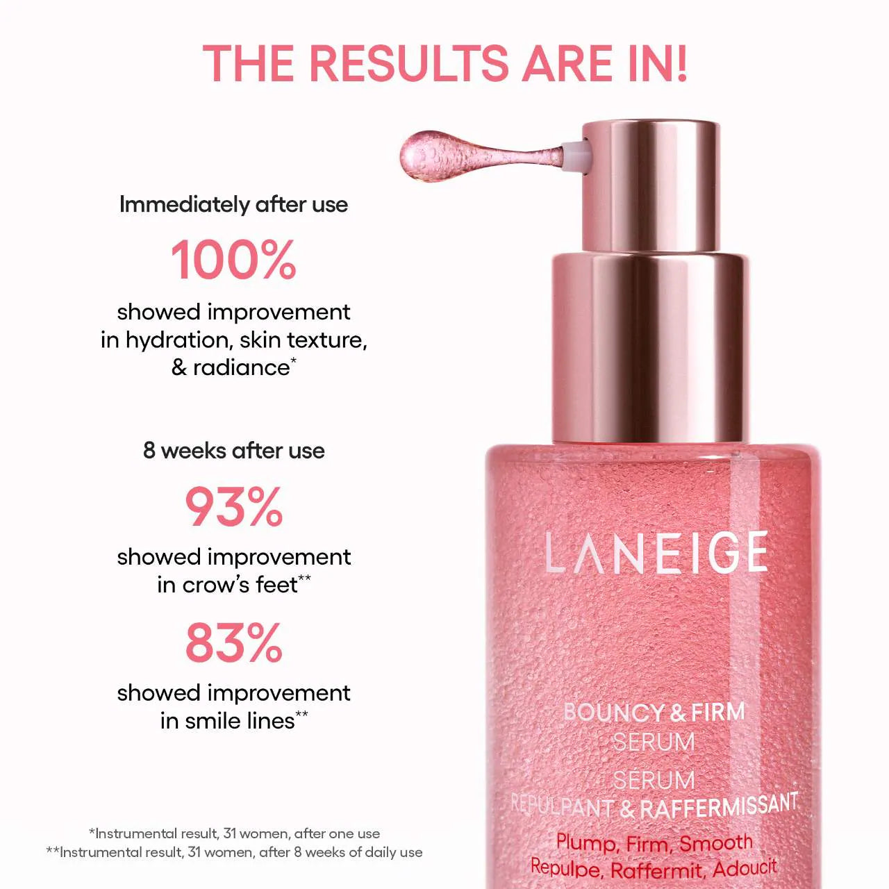 BAJO PEDIDO - LANEIGE Bouncy & Firm Radiance Boosting Serum with Peony & Collagen Complex™ | Sérum Facial 30 ML