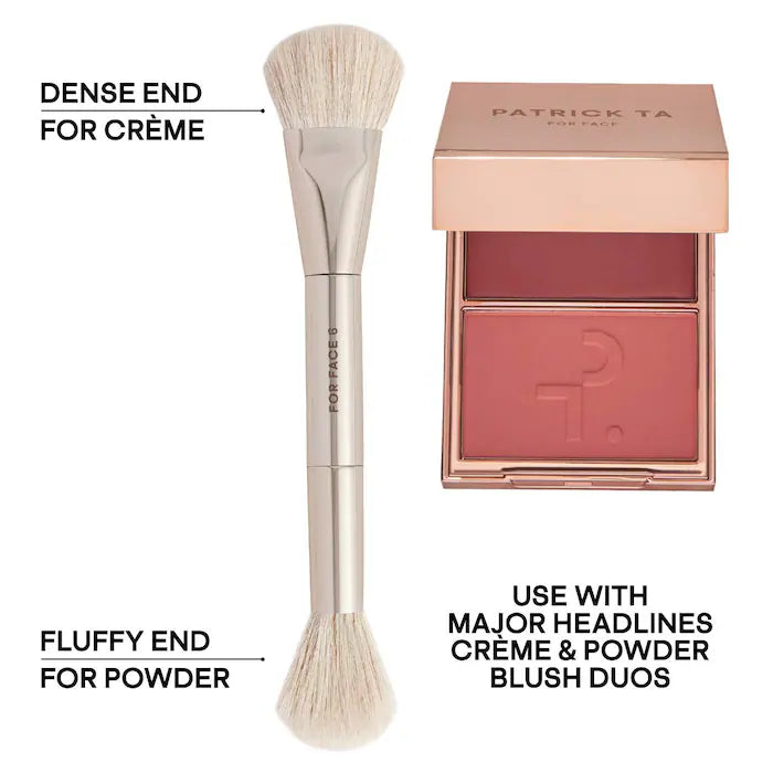 Bajo Pedido - PATRICK TA Dual Ended Precision Blush Brush | Brocha Doble Profesional para Rubor y Contorno