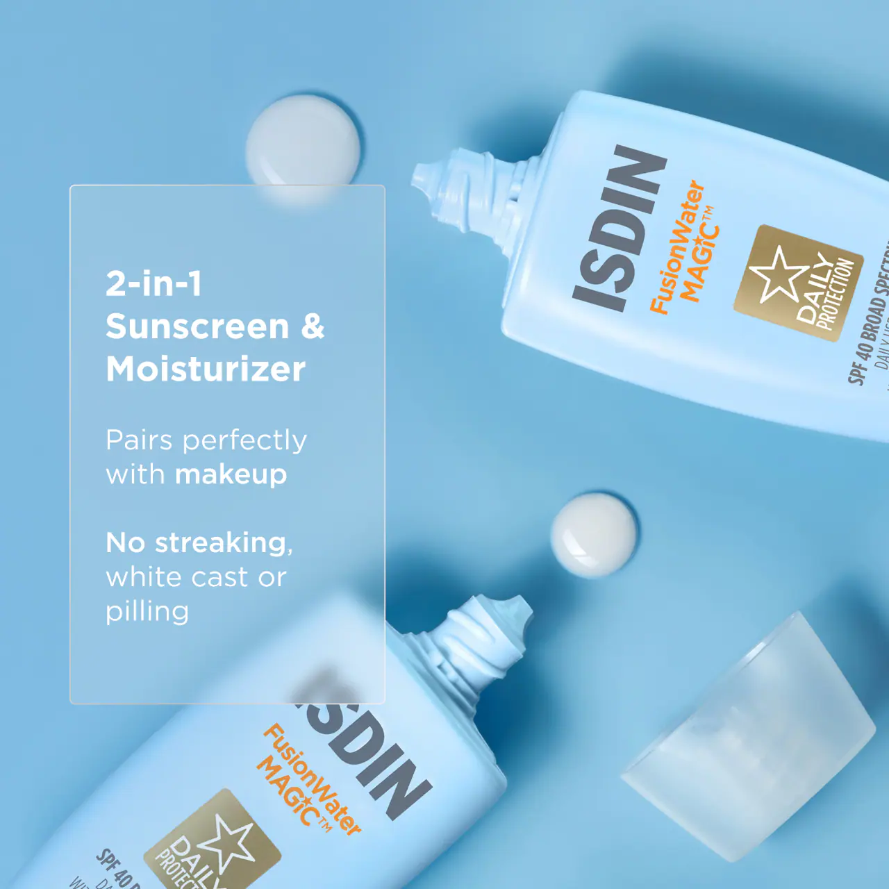 BAJO PEDIDO - ISDIN Fusion Water Magic SPF 40 Sunscreen with Hyaluronic Acid and Vitamin E | Protector Solar