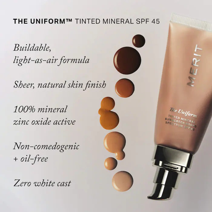 BAJO PEDIDO - MERIT The Uniform™ Tinted Mineral Sunscreen SPF 45 — Protector Solar Mineral con Color y Acabado Natural