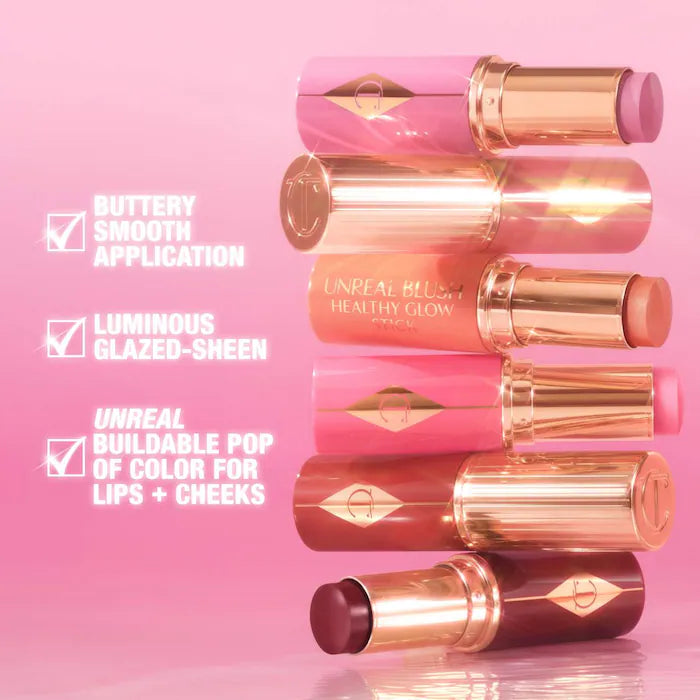 BAJO PEDIDO - Charlotte Tilbury Unreal Lip + Cheek Glow – Rubor En Barra Con Ácido Hialurónico Para Labios Y Mejillas