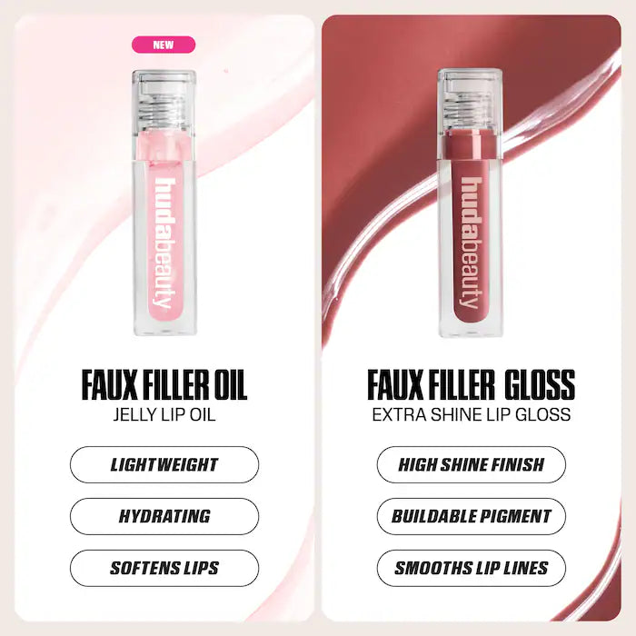 HUDA BEAUTY Faux Filler Ultra-Hydrating Tinted Jelly Lip Oil Aceite Labial Con Color E Hidratación Intensa