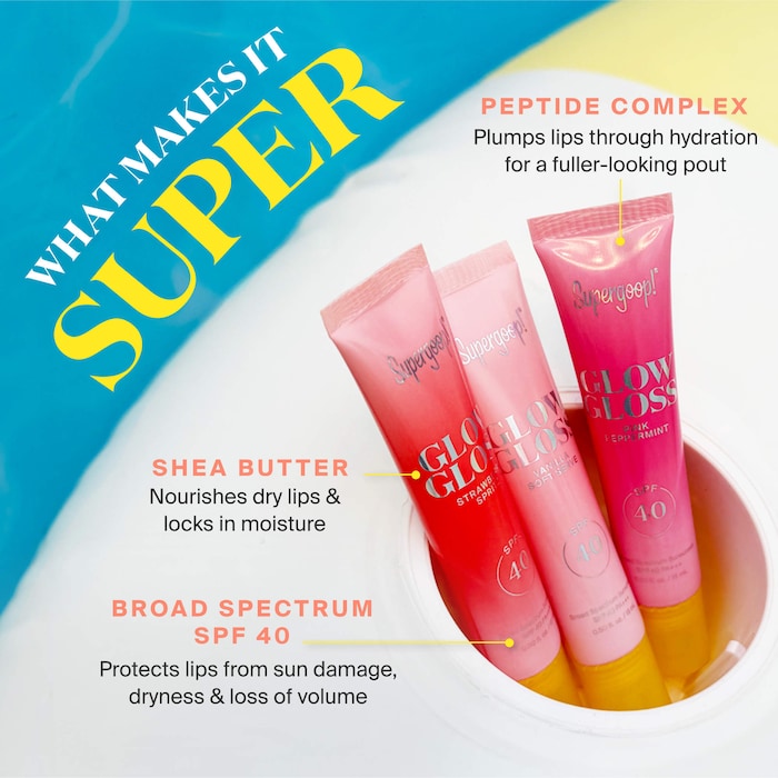 BAJO PEDIDO - SUPERGOOP! Glow Gloss SPF 40 Lip Balm with Peptides and Shea Butter | Lip Gloss
