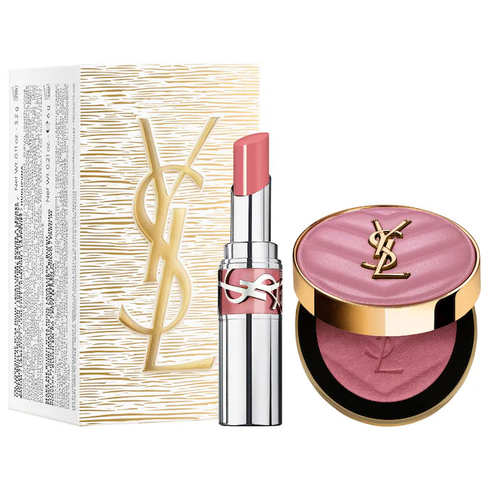BAJO PEDIDO - Yves Saint Laurent Iconic Pink Make Me Blush & Loveshine Lip Oil Stick Set | Rubor & Labial de Lujo