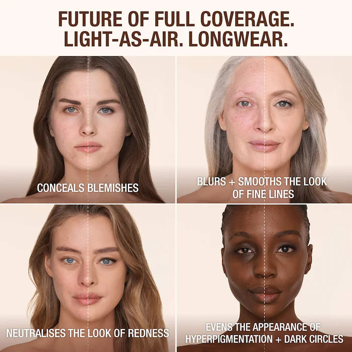 BAJO PEDIDO - Charlotte Tilbury Airbrush Flawless Blurring & Matte Full Coverage Foundation — Base De Alta Cobertura Con Acabado Mate Suave Y Efecto Difuminado