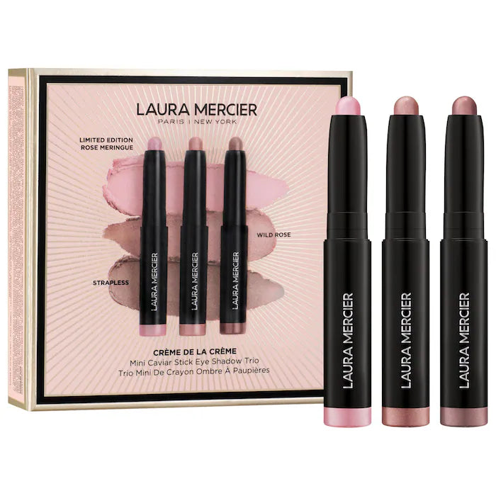 BAJO PEDIDO - Laura Mercier Mini Crème De La Crème Caviar Stick Eyeshadow Trio Gift Set — Set De Sombras En Barra En Miniatura De Larga Duración y Acabado Cremoso