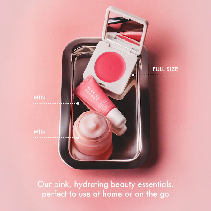 SALE  BAJO PEDIDO - Summer Fridays The Dewy Pink Set | Mini Lip Butter Balm Pink Sugar & Esenciales Hidratantes