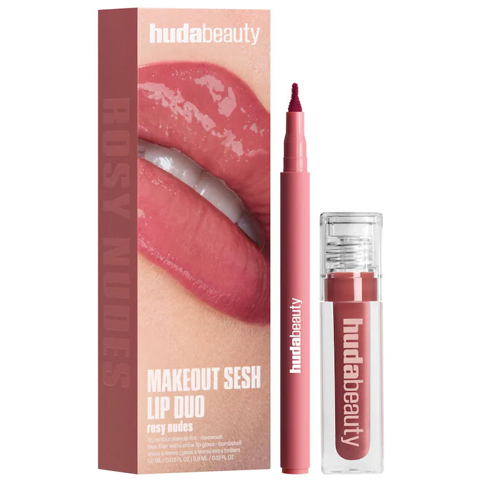 BAJO PEDIDO - HUDA BEAUTY Make Out Sesh Lip Duos — Set De Labiales Con Brillo Hidratante Y Color Intenso Para Labios Suaves Y Atractivos