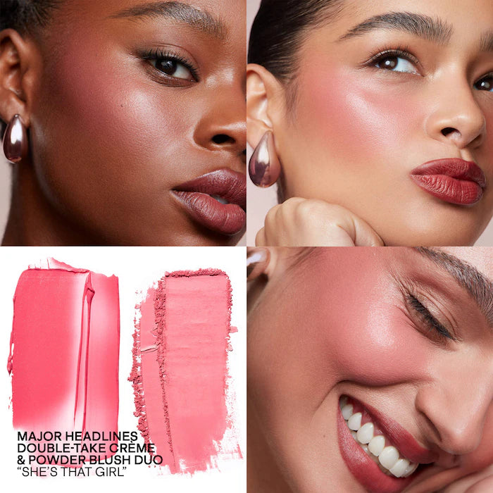 BAJO PEDIDO - PATRICK TA Mini Major Headlines Double-Take Crème & Powder Blush Duo — Rubor Dúo En Crema y Polvo De Larga Duración Con Acabado Luminoso