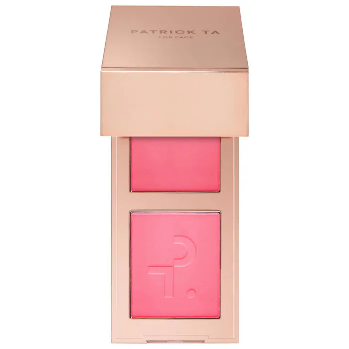 PATRICK TA Mini Major Headlines Double-Take Crème & Powder Blush Duo — Dúo Mini De Rubor En Crema y Polvo Con Acabado Luminoso y De Larga Duración