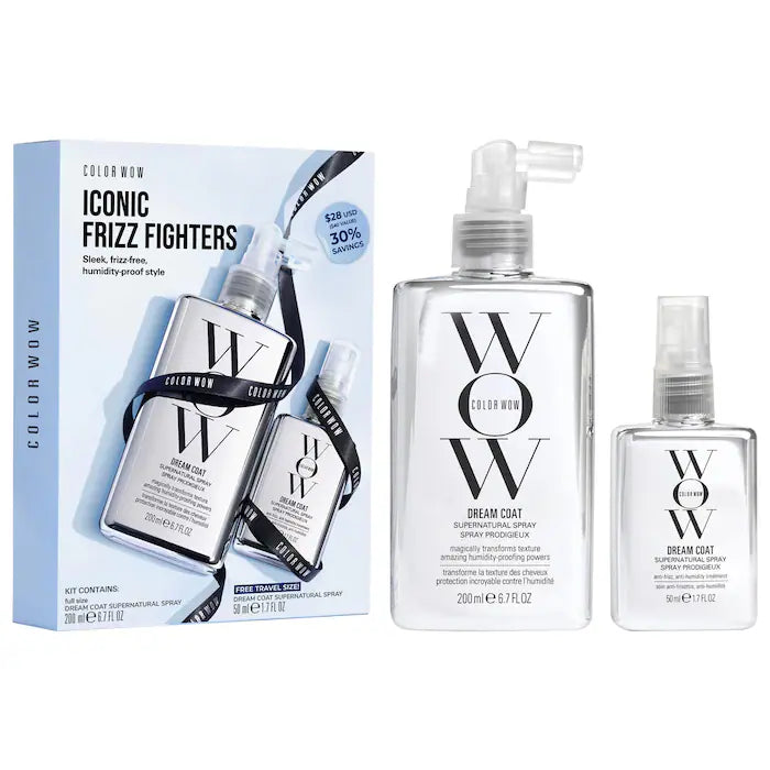 COLOR WOW Dream Coat Iconic Frizz Fighters Hair Duo Gift Set — Set Antifrizz con Protección Contra Humedad y Brillo Profesional